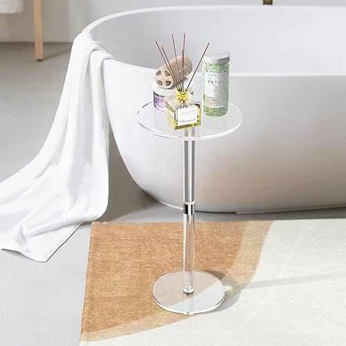 Miniatura 3 de Mesa pequeña para bebidas, mesa auxiliar de acrílico, 10 pulgadas de largo x 10 pulgadas de ancho x 21.3 pulgadas de alto, mesa auxiliar para sala