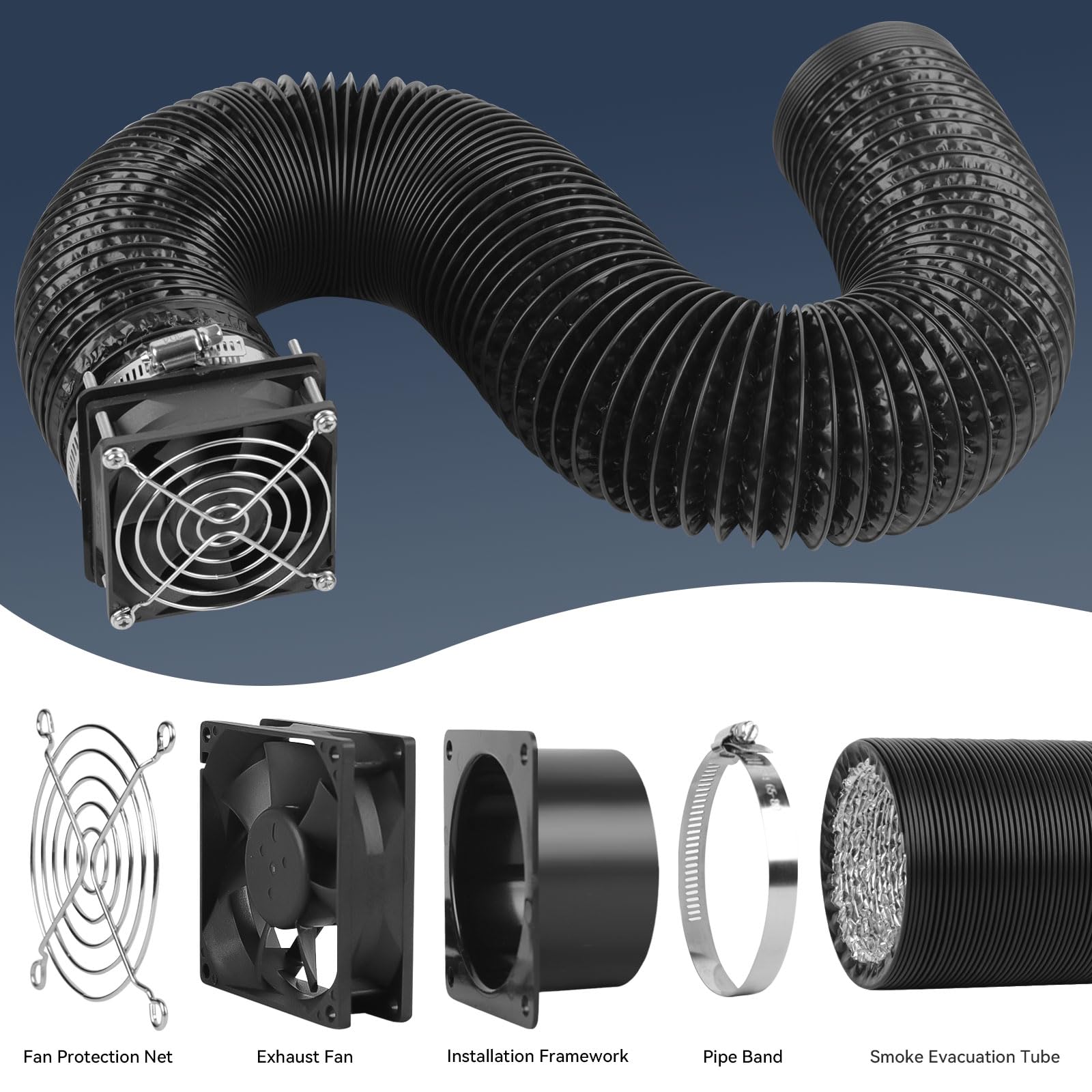 UniTak3D Zestaw do odprowadzania dymu z wydajną wentylacją 4500RPM i rurką, do dymu i zapachów, przez wentylator kompatybilny z obudową grawera i pokrywą Bambu Lab A1/A1 Mini