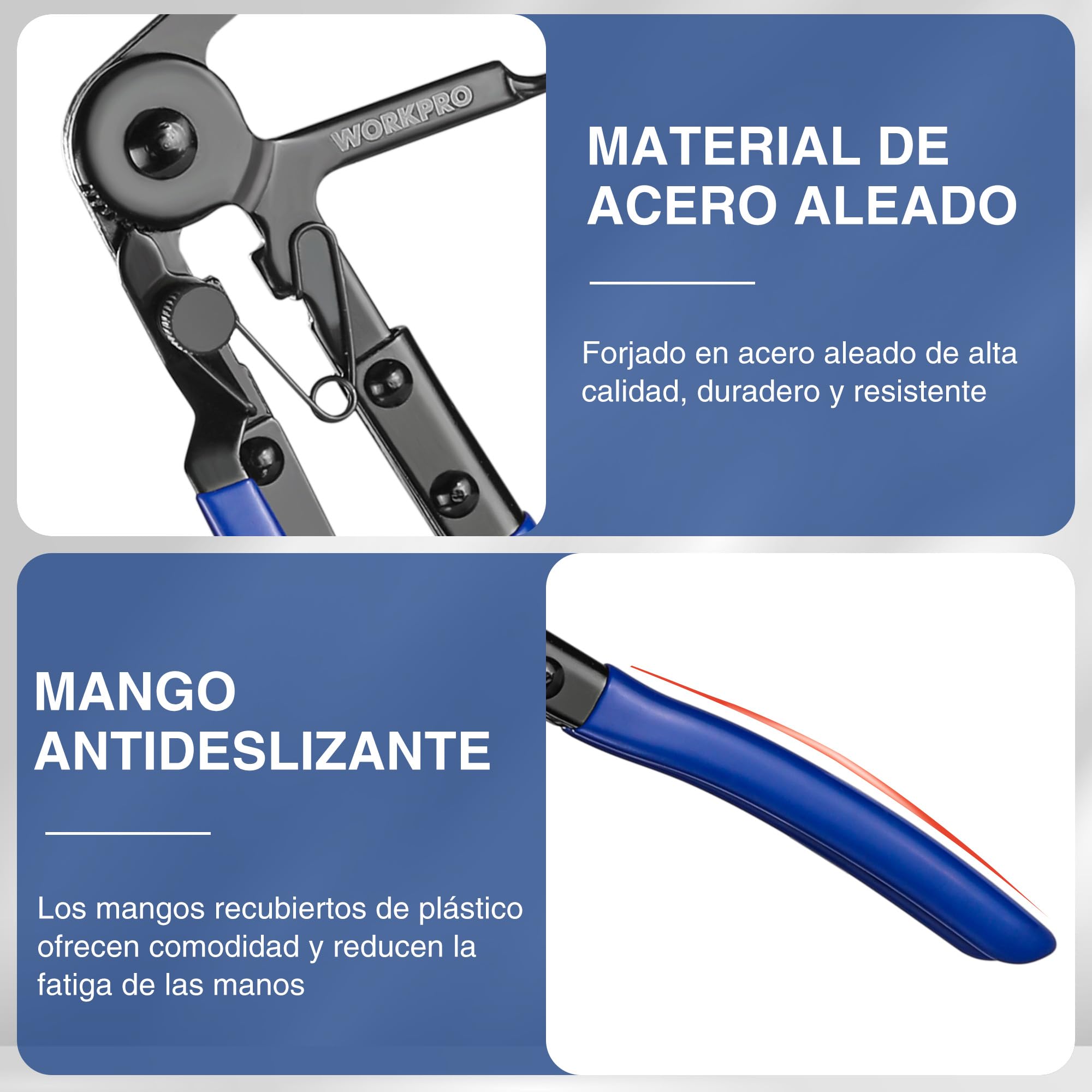 WORKPRO Alicates Abrazaderas, Alicates Abrazaderas Coche de Manguera Flexible, Alicates para Abrazaderas de Resorte, Herramienta para Quitar Abrazaderas de Automóviles para Mangueras