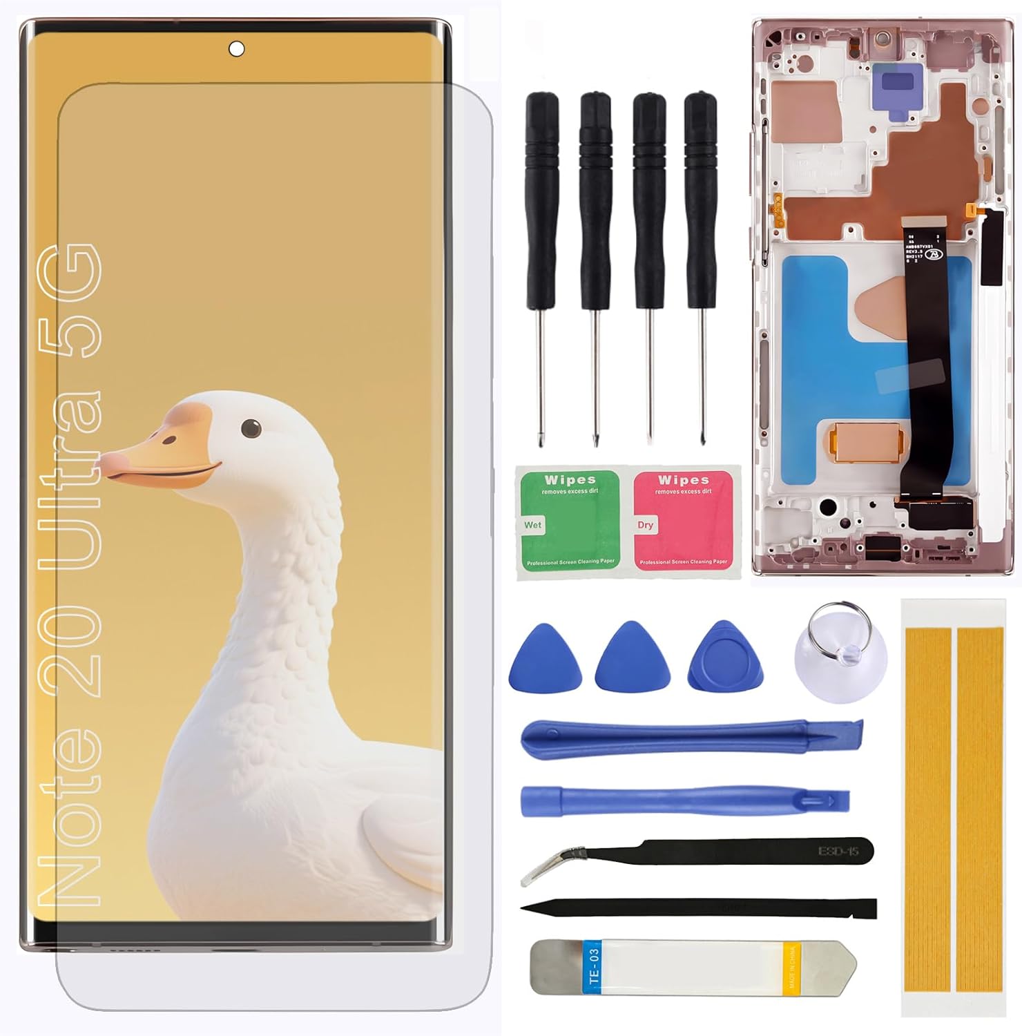 Screen Replacement for Samsung Galaxy Note 20 Ultra 5G LCD N985U N986U 6.9" Assembly LCD Display Touch Screen Digitizer with Repair Tools Frame Bronze