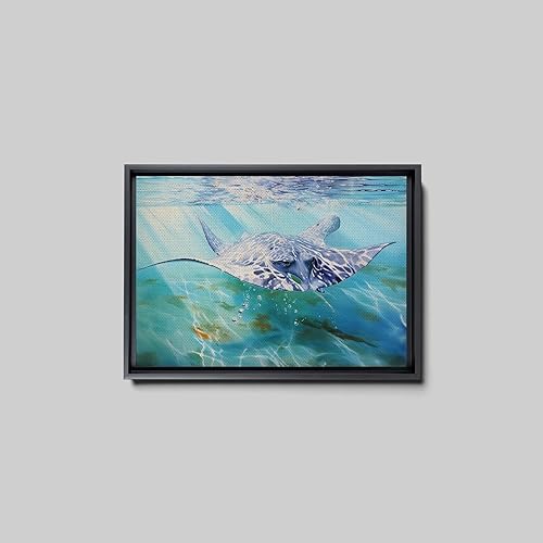 Miniatura 7 de Nautical Print on Canvas for Wall Decor, Ocean Fish Manta Ray Canvas Wall Art, Beach Print for Wall Hang, Turquoise Coastal Pictures Wall Decor,