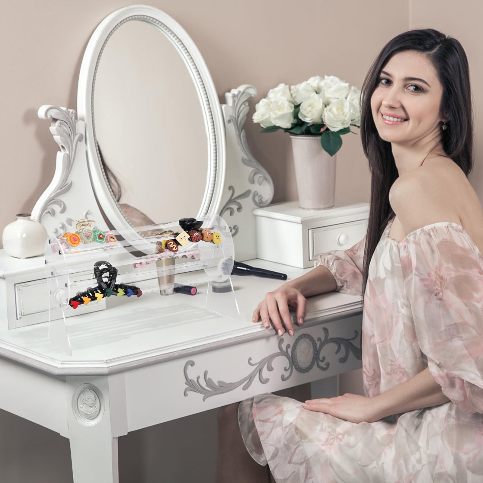 lalago Porta Cerchietti Per Capelli, Organizer Per Fermagli Per Capelli A 360 Gradi, Supporto Per Espositori Per Capelli, Custodia Rotante Per Accessori Per Capelli Per Donne E Ragazze (In piedi)