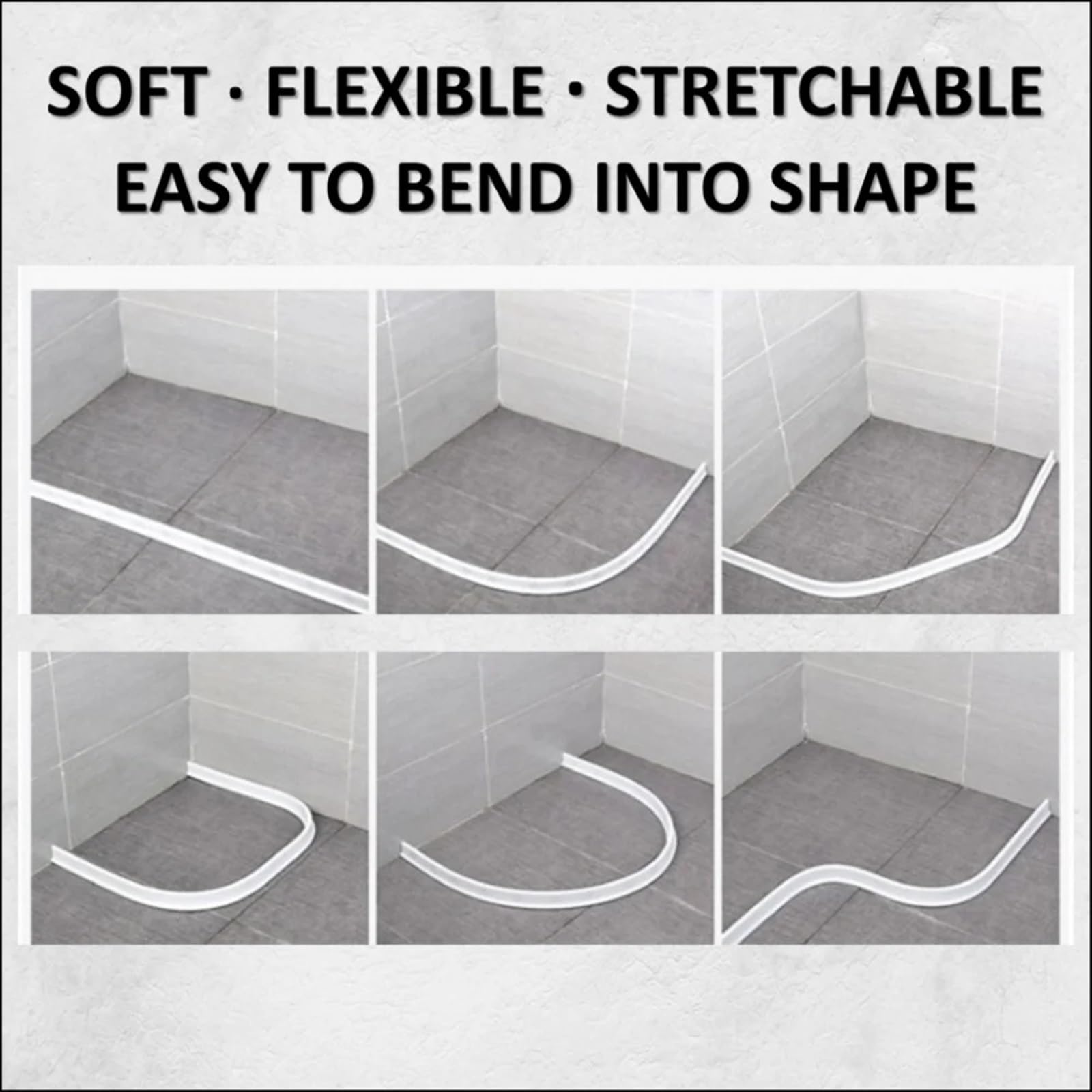Banda De Barrera contra El Agua Tapón de Agua for baño, Barrera Ducha, umbral Puerta, Bloqueo, Lavabo, Sellado Silicona Flexible a Prueba Salpicaduras para Mampara de Ducha(Gray,400cm)