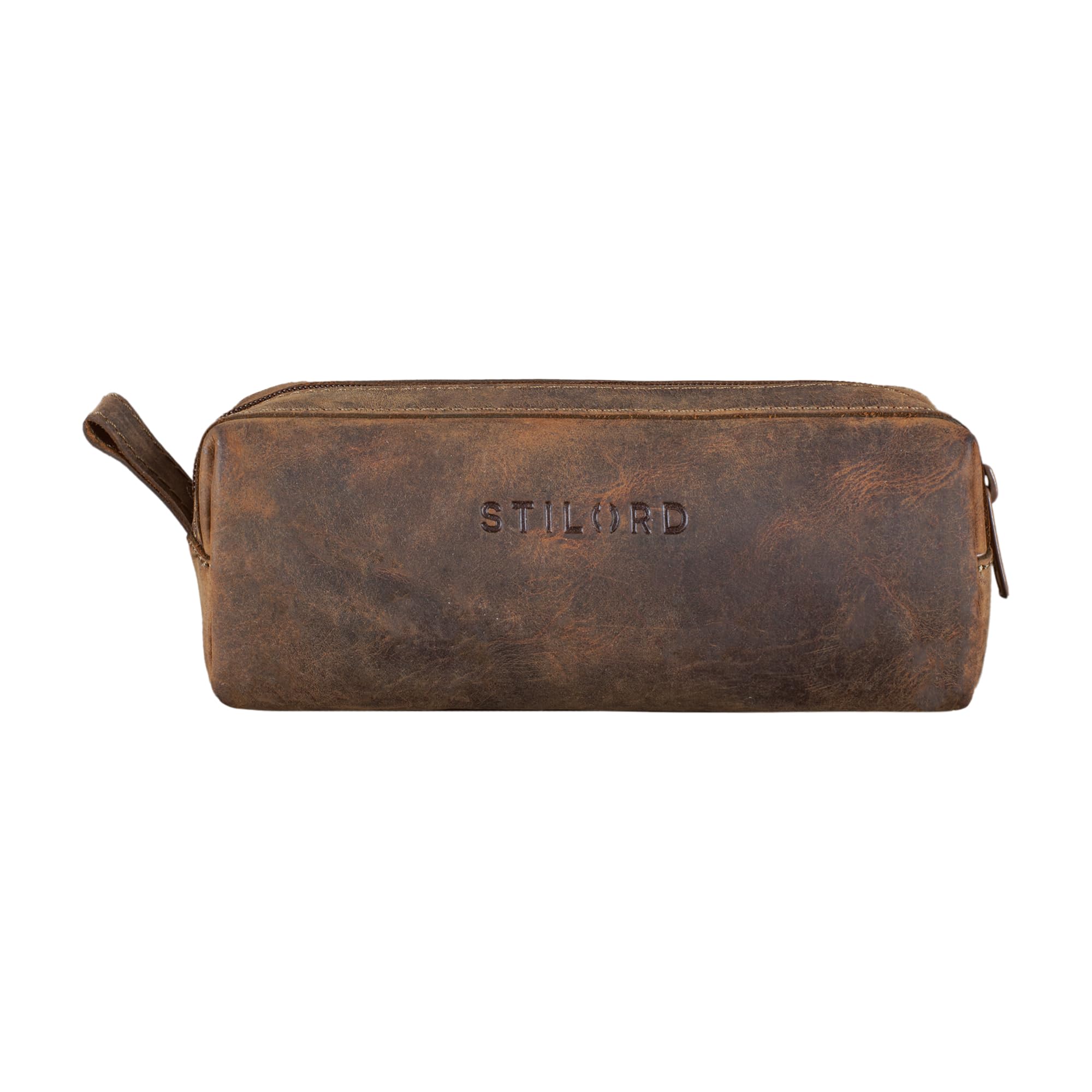 STILORD "Linus" Pencil Case Leather Pen Case Pouch Office University College Women Men Stationary Vintage Leather Colour:Calais - Brown - Image 3