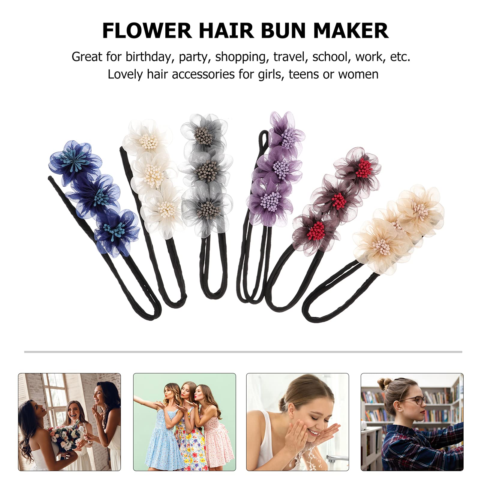 FRCOLOR 18stücke Teiliges Haarknoten-maker Für Frauen Blumen-haaraccessoires Einfach Zu Tragender Haarknoten-styler Für Verschiedene Frisuren Leicht Und Modisch