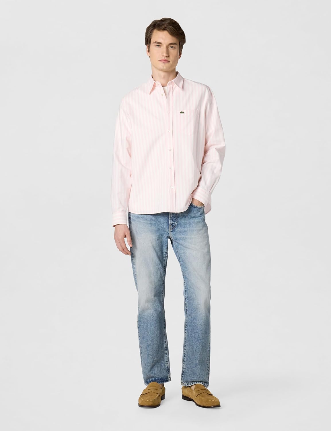 Lacoste Mens Regular Fit Striped Oxford Shirt - Image 6