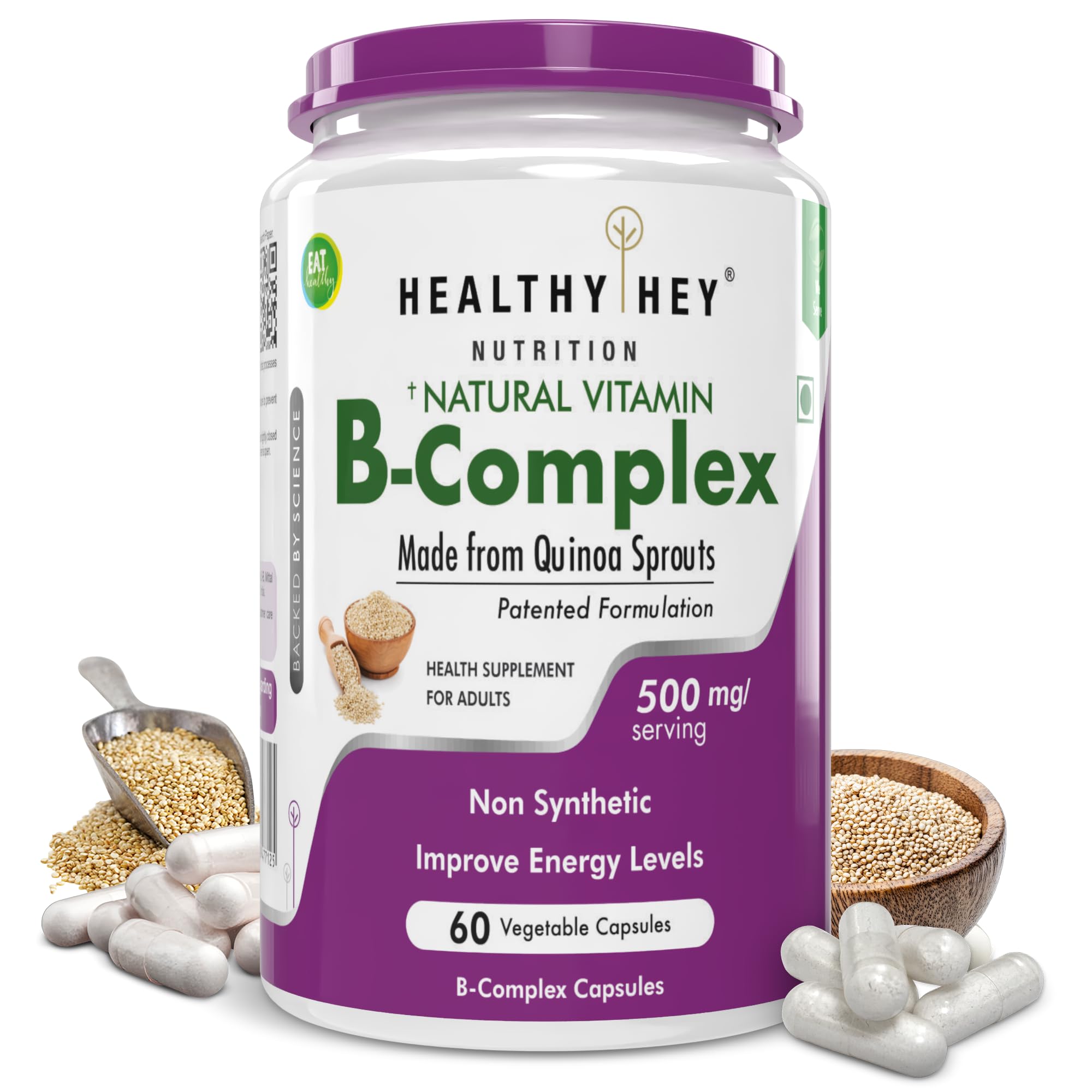 - HealthyHey Nutrition Vitamin B-Complex - 60 Vegetable Capsules