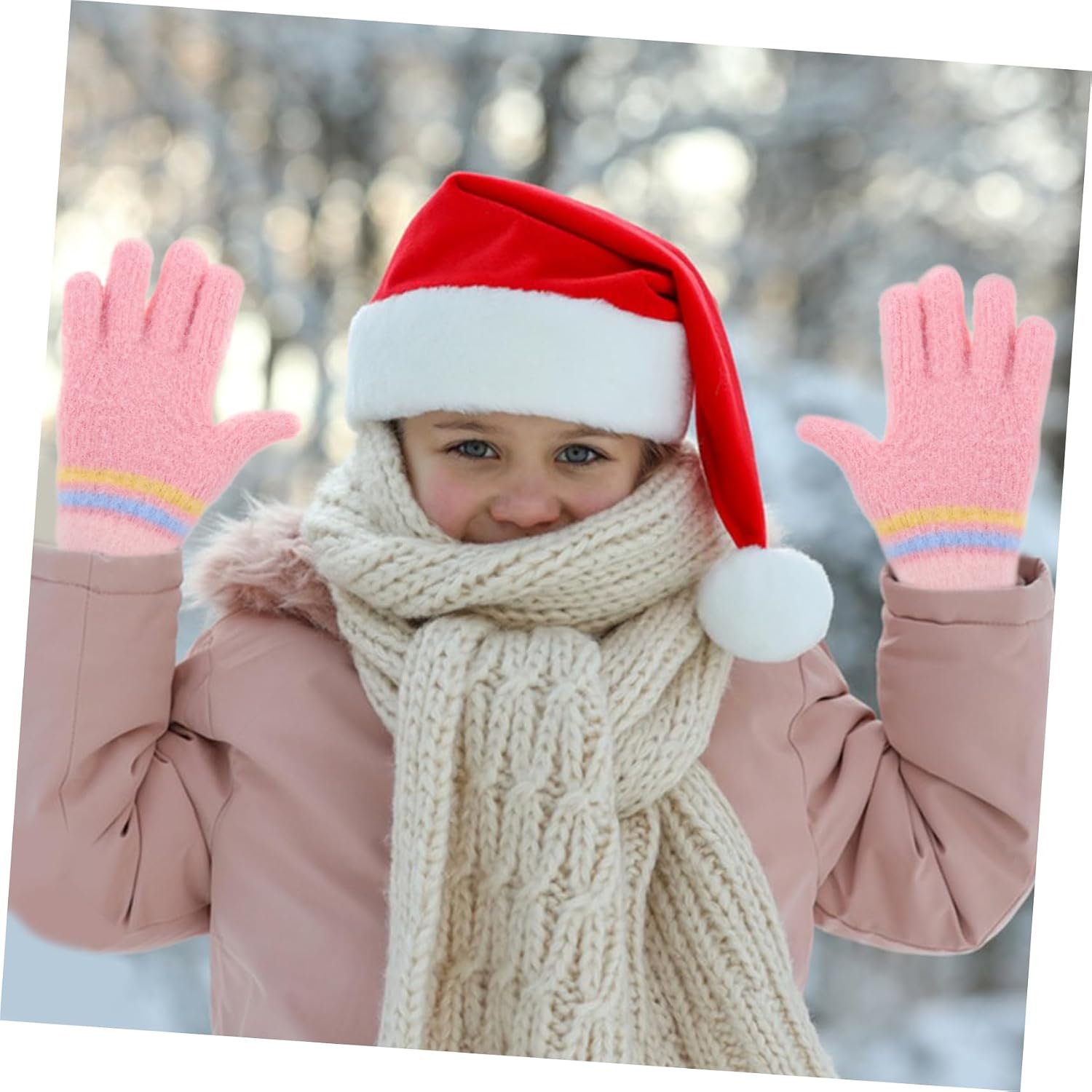 NOLITOY Cute Cartoon Boy Girl Gloves Knitted Mittens for Boys Girls Soft Winter Gloves Full Finger for and for Years Old