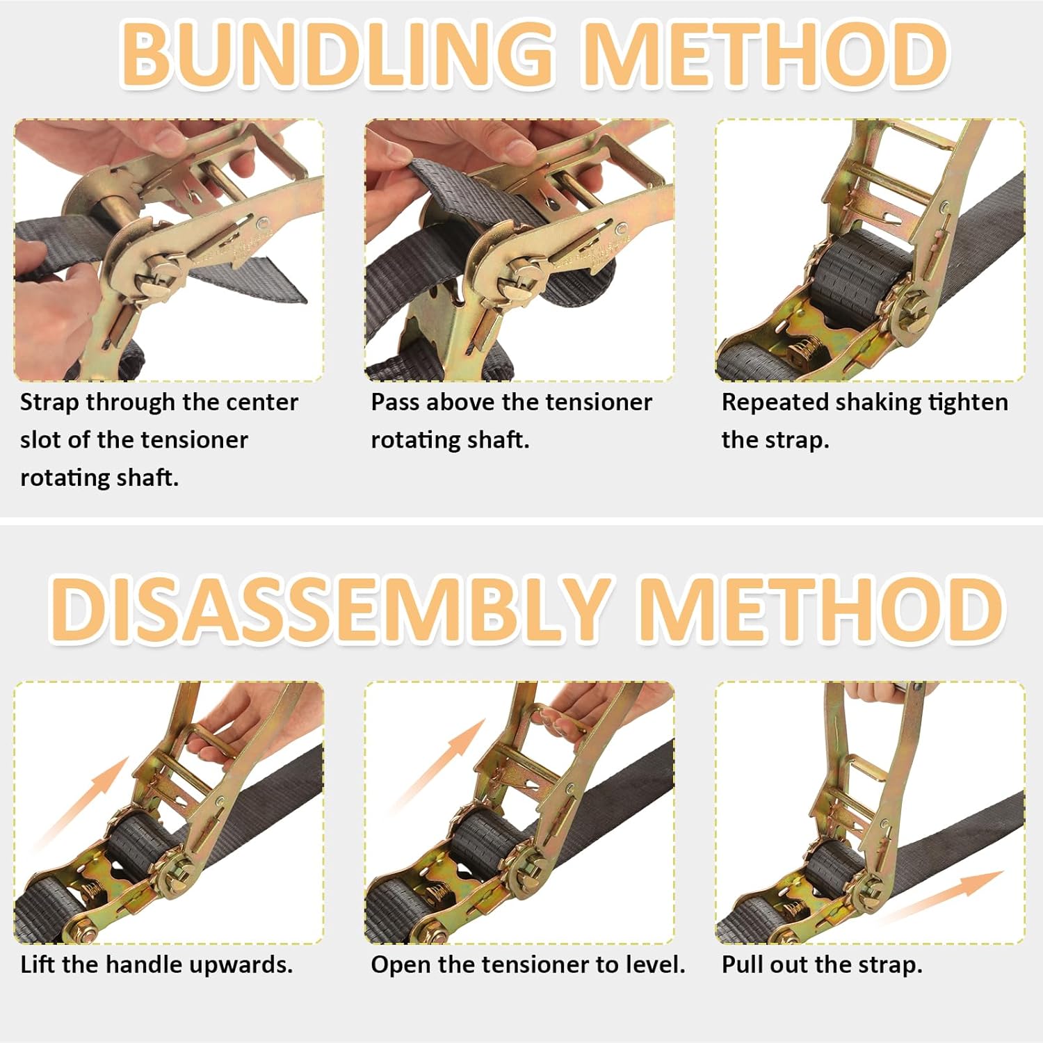 DAJAVE 4 Pack Flat Hook Ratchet Straps-2 Inch Ratchet Straps Heavy Duty 20ft Tie Down Straps Ratchet-10000 LBS Break Strength -Cargo Ratchet Strap for Moving, Flatbed, Truck, Trailers, Black - Image 6