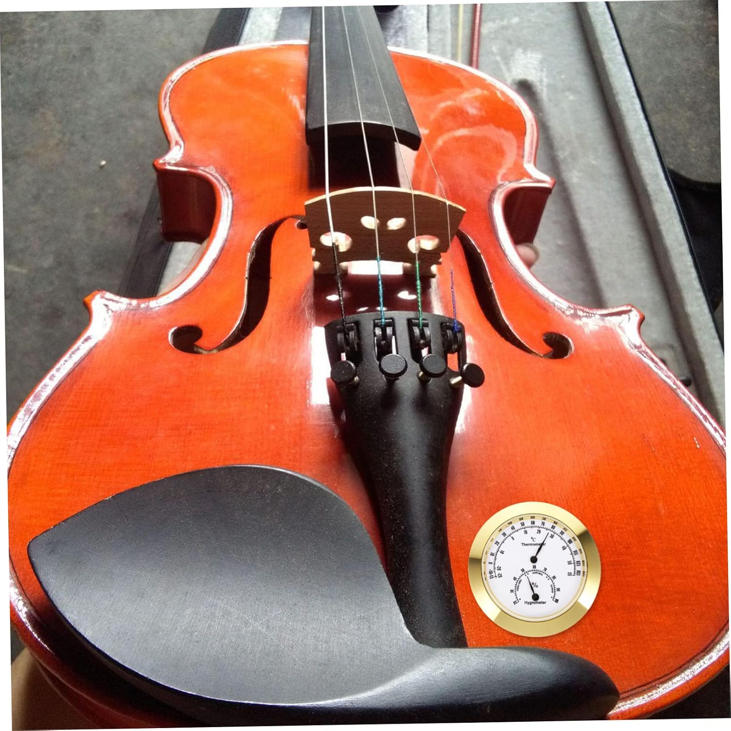 Violin Thermometer Hygrometer for Guitar and Storage Care Golden Alloy | Compact Portable Design, Display with Temperature Measurement, Delicate Appearance, for Instrument Humidity Care