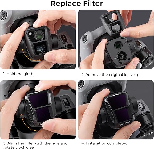 Miniatura 6 de K&F Concept Juego de 4 filtros NDPL compatibles con DJI Air 3, ND8PL ND16PL ND32PL ND64PL Filtro multifunción Polarizador de densidad neutra,
