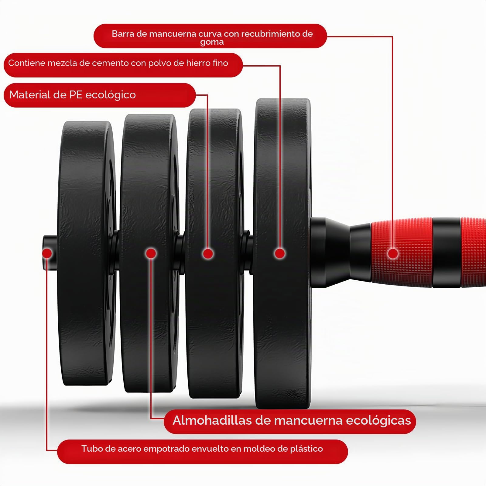 Juego de mancuernas ajustables de 44 libras, juego de pesas libres con conector, juego de mancuernas 4 en 1 utilizado como barra, pesas rusas, soporte de flexión, ejercicios de fitness para gimnasio