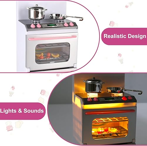 Miniatura 4 de My Modern Mini Kitchen House - Juego de accesorios de juguete con luces y sonidos realistas para niños pequeños, niñas (4 en 1)