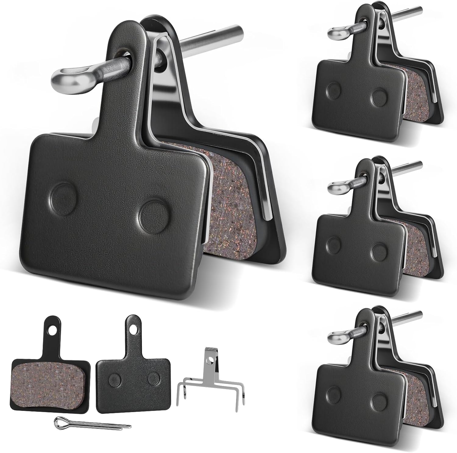4 Pairs Bike Brake Pads, Disc Brake Pads (Resin,Semi-Metallic) for Mountain Bike Disc Brakes, Bicycle Brake Pads Compatible with TRP Tektro Shimano Deore Br Ebike Brake Pads