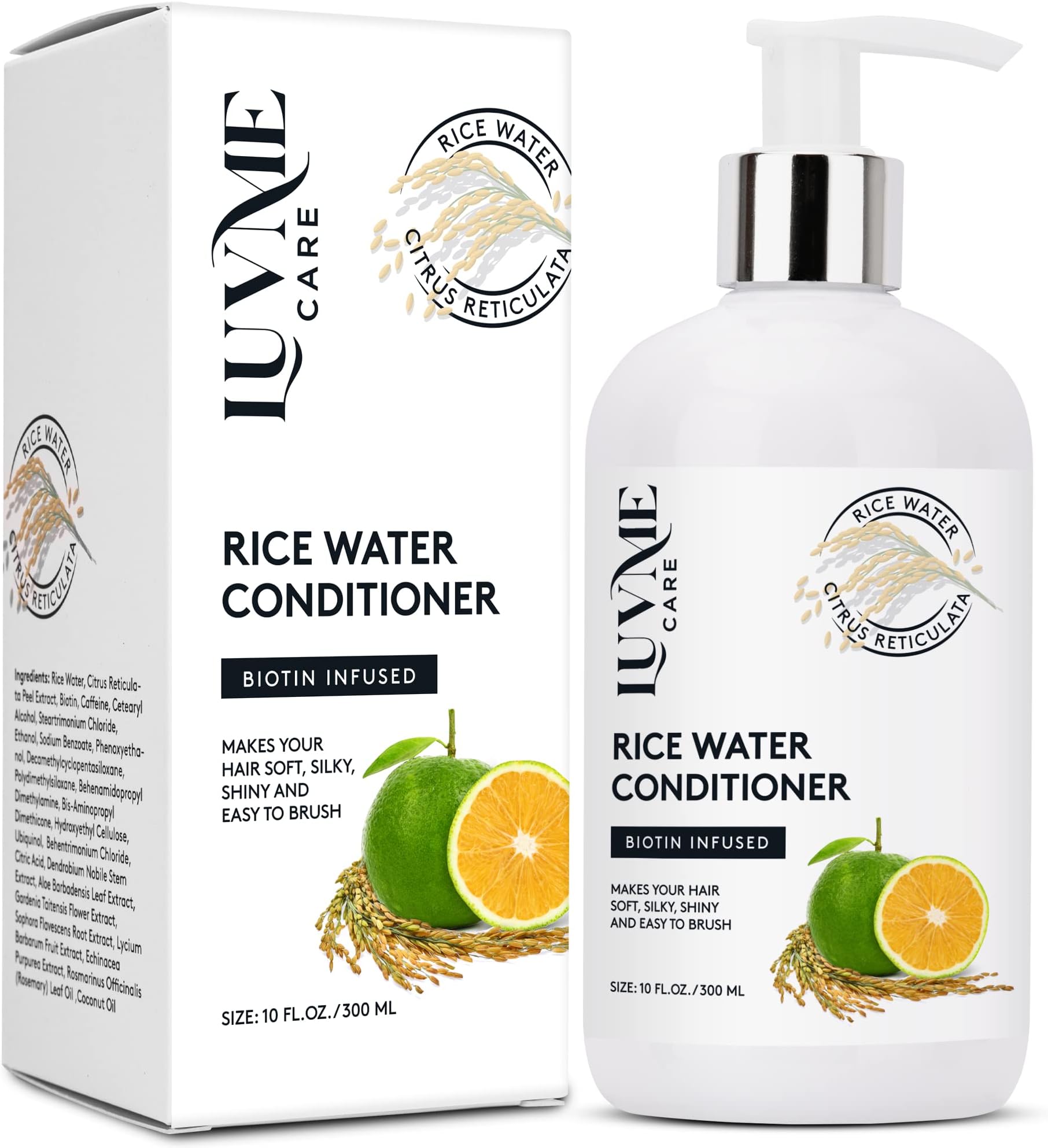 Rice Water Hair Thickening Conditioner - with Biotin Improve Strength, Volume, and Shine, Deep Conditioning for Dry, Frizzy, or Curly Strands 10 Fl Oz