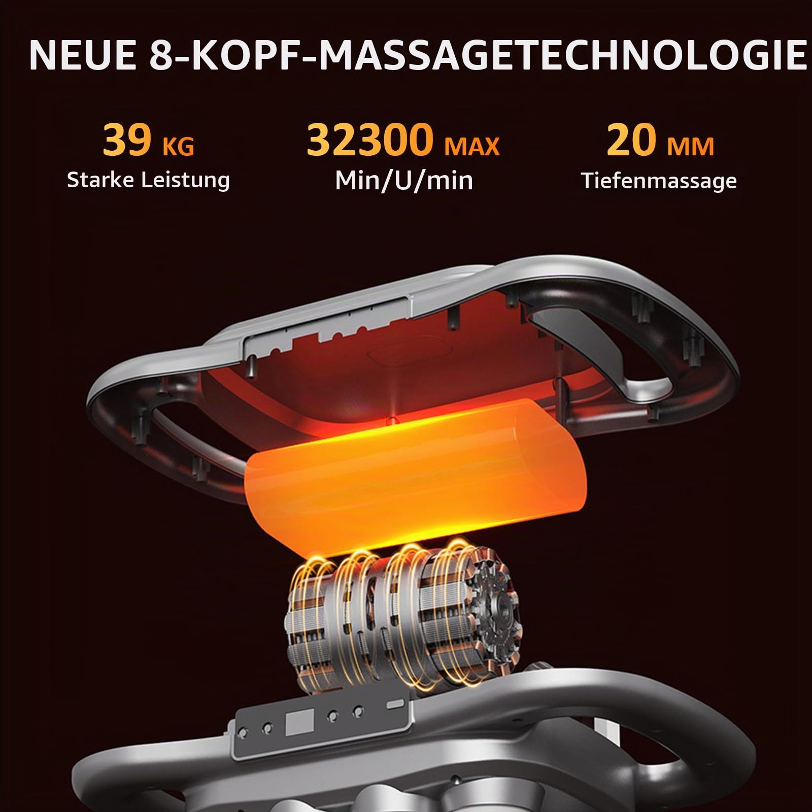 8-Kopf Massagepistole, Elektrisches Massagegerät, Massage Pistole | 3 Massagemodi und 30 Einstellbaren Geschwindigkeiten, zur Linderung von Rückenschmerzen, Beinen, Ganzkörpermuskelmassage