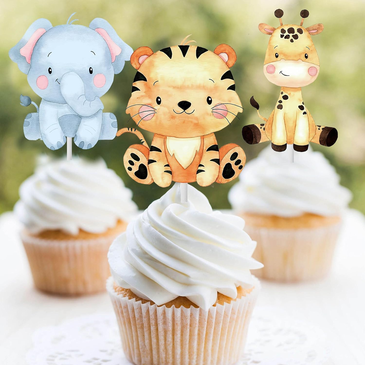 Set 24 Cake Topper Animali Della Giungla: Elefanti, Zebre, Giraffe, Coccodrilli – Per Torte E Cupcakes, Festa Bambino - 2