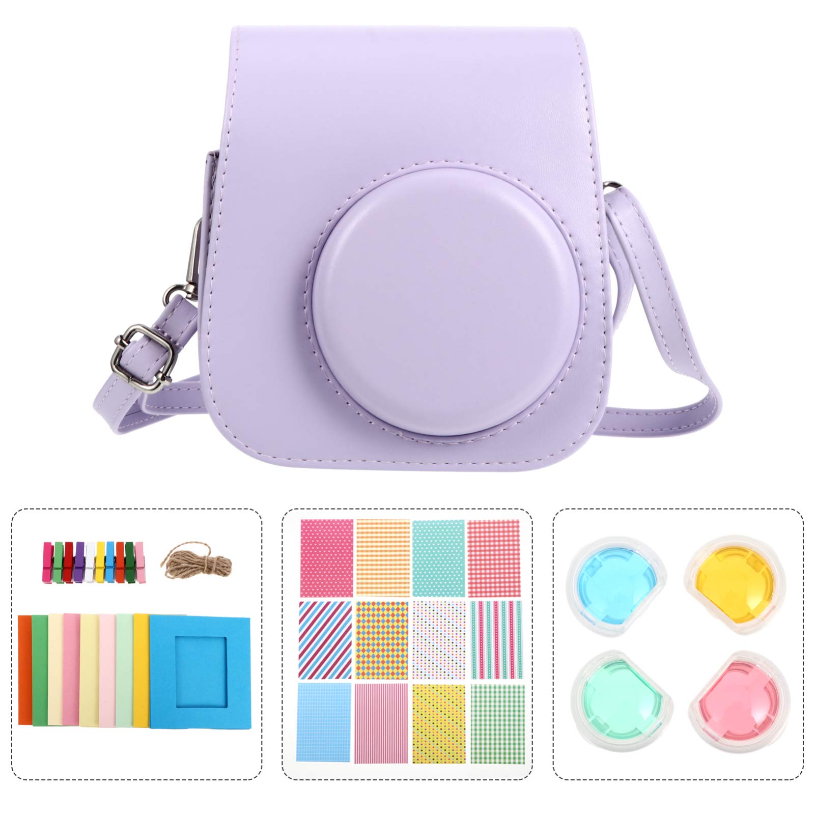 PartyKindom Custodia in Pu per Fotocamera Istantanea Mini 11 con Cinturino Regolabile, Protezione Completa Antigraffio, Borsa Compatta per Escursionismo, Shopping e Campeggio, Accessorio