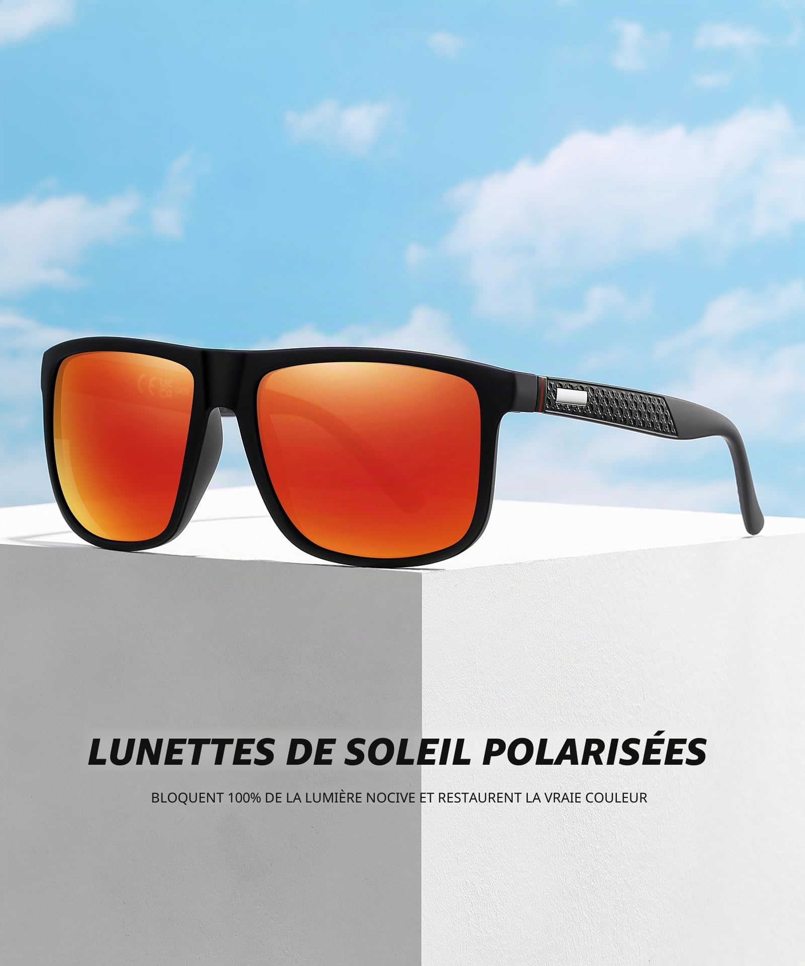 Lunettes de soleil polarisées pour hommes et femmes; cadres vintage / classiques / élégants; objectifs haute définition; golf / conduite / pêche / sports de plein air / lunettes de soleil tendance