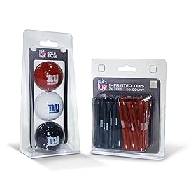 Team Golf NFL New York Giants 3 Golf Balls And 50 Golf Tees Logo Imprinted Golf Balls (3 Count) & 2-3/4 Regulation Golf Tees (50 Count), Multi Colored