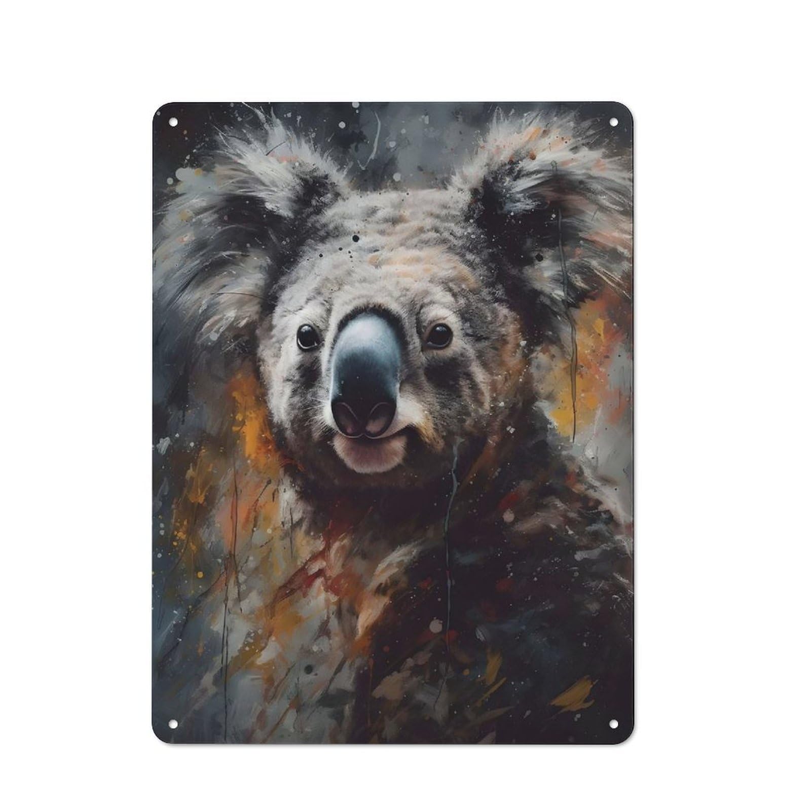 Junmoney Oil Koala Portrait Vintage Tin Sign 40X30cm For Garden Room Or Summerhouse, For A Newly Organised Room And Metal Sign Display