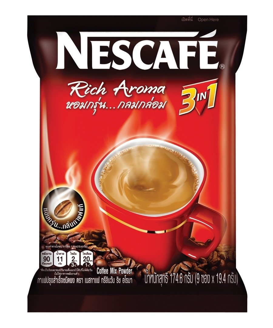 Nescafe , 3 in 1 Instant Coffee Rich Aroma - 6.15 Ounces - 9 Sachets