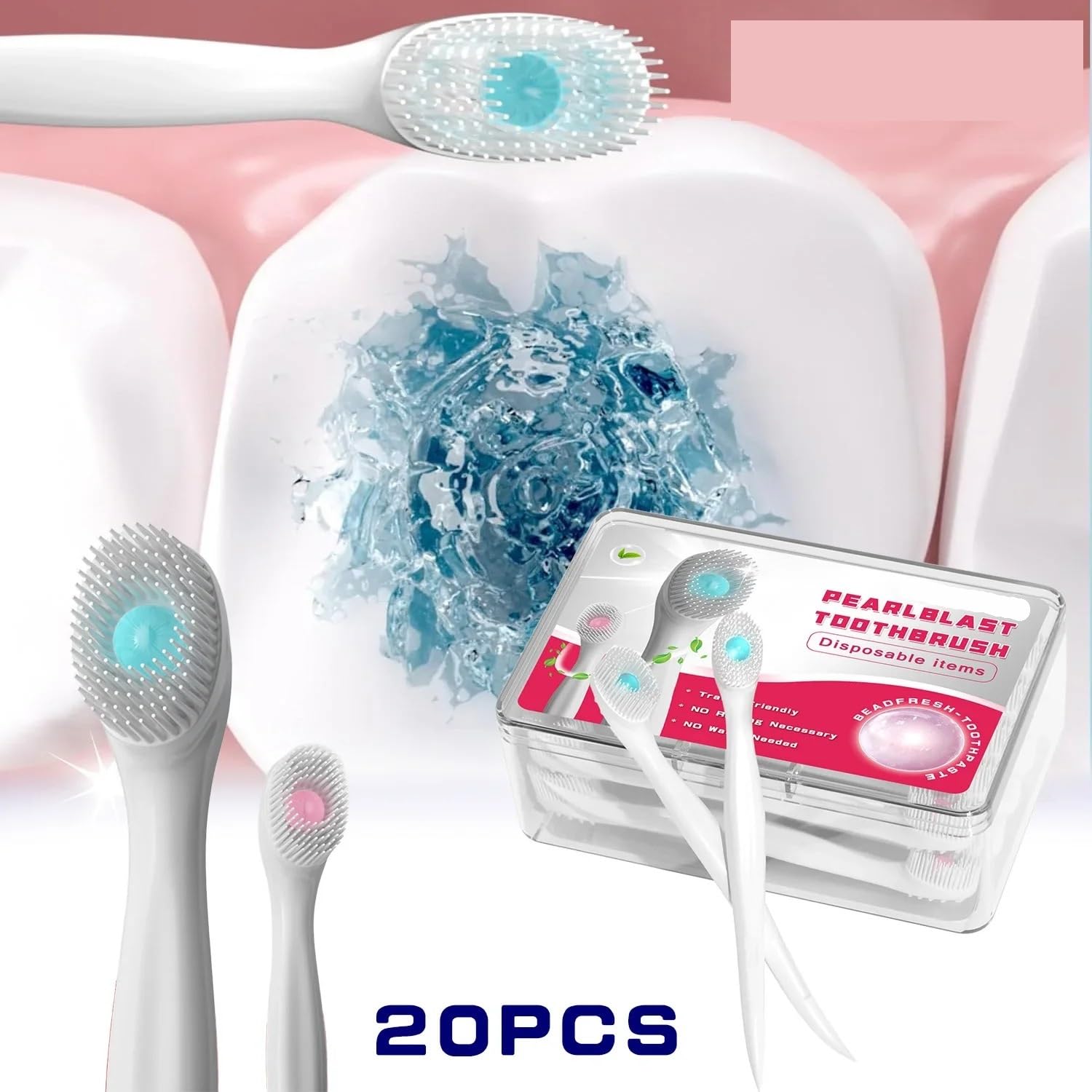 Spazzolino usa e getta 20 pezzi con dentifricio setole morbide viaggio | Spazzolino monouso senza risciacquo: alito fresco ovunque, compatto e leggero(Mixed flavor-2 box(40pcs))