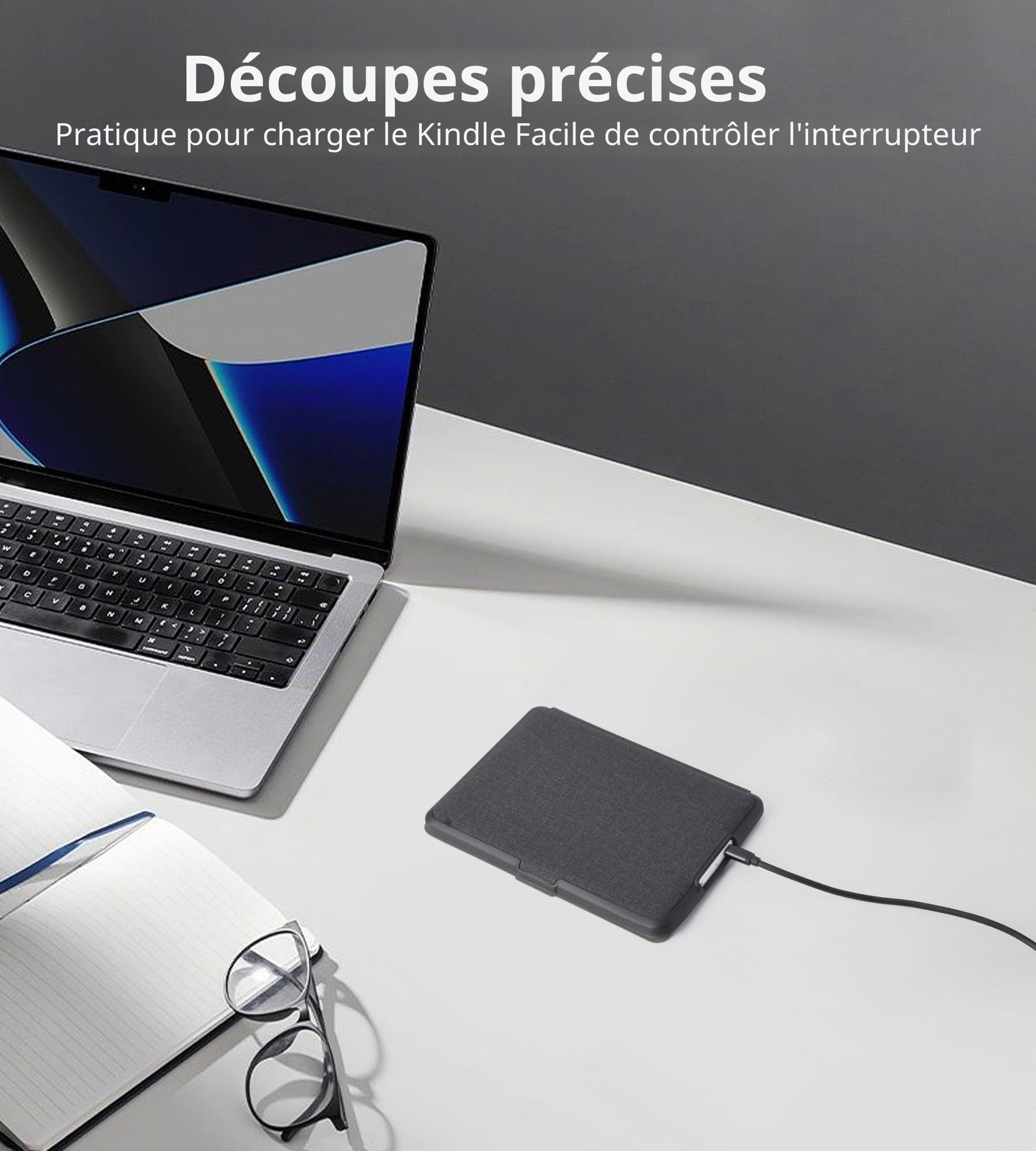 Étui à Rabat magnétique Compatible avec Kindle Paperwhite 2012-2017 (7e/6e/5e génération, numéro de modèle : EY21, DP75SDI) avec dragonne et Fonction Veille/réveil Automatique, Noir