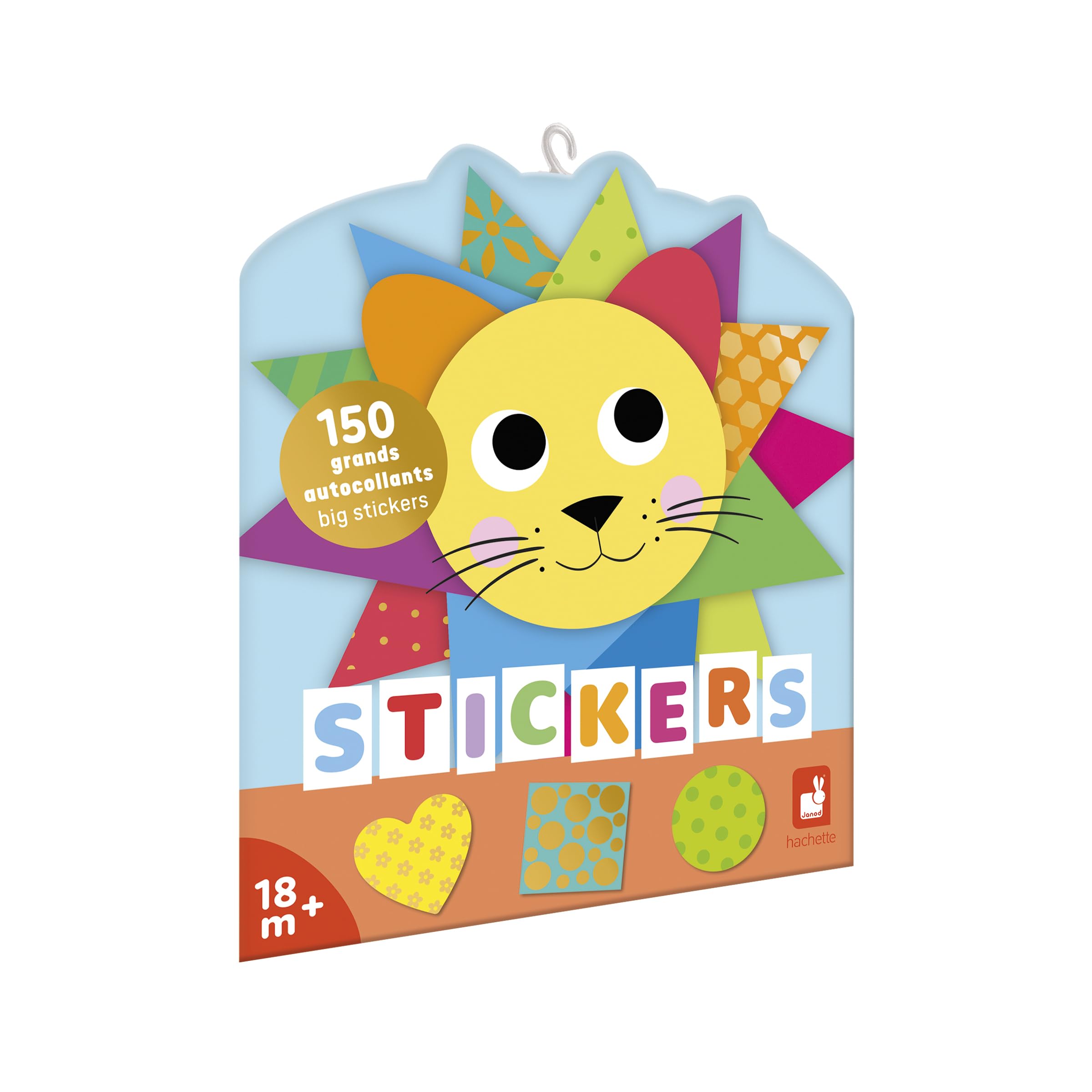 Janod - 150 Grandes Gommettes - Idéal dès 18 Mois - Stickers Autocollants - Formes Géométriques - Loisir Créatif Enfant - Apprentissage Motricité Fine et Concentration - J09194