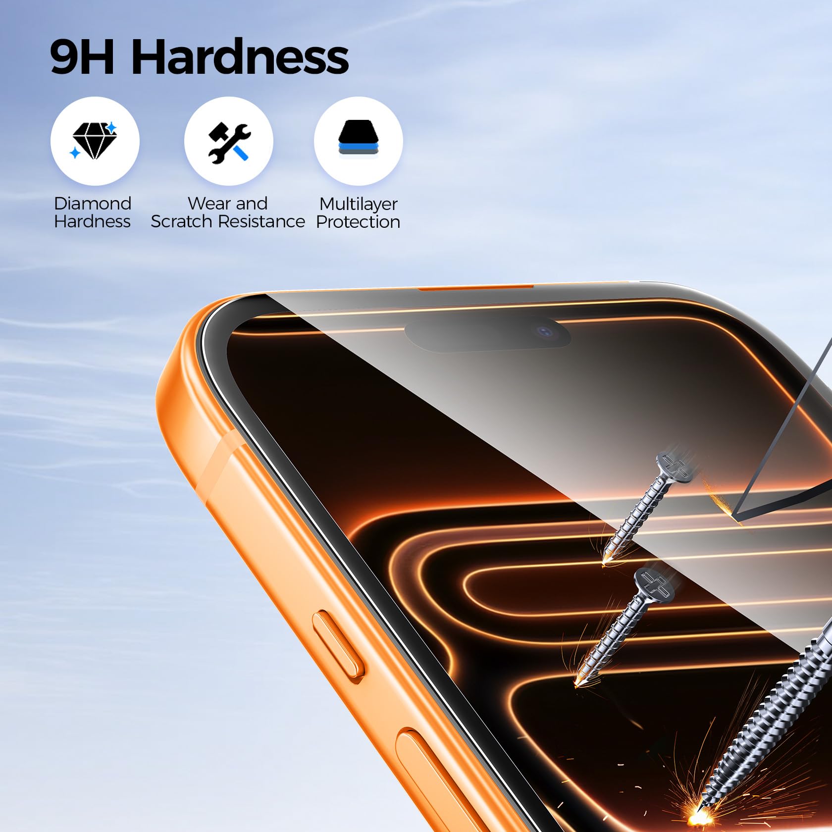 3 Pièces Verre Trempé pour iPhone 17 Pro avec 3 Pièces Caméra Arrière Protecteur, Ultra Résistant Film Protection écran, Anti-Rayures, Sans Bulles Film Protection Compatible iPhone 17 pro 6.3"