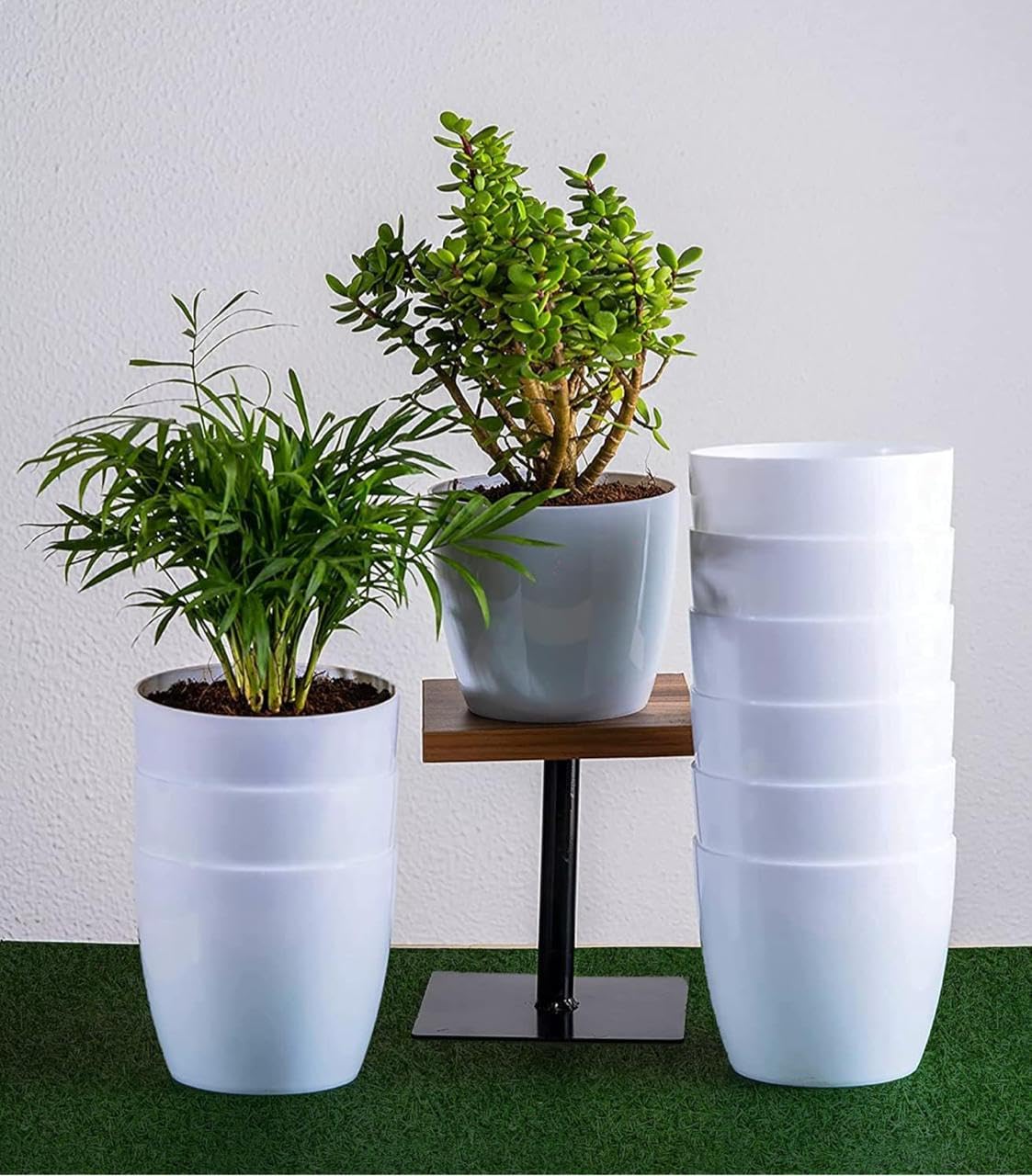 Flower Pot | 5 Inch | Flower Planters Pots for Balcony | Flower Pot for Living Room-Office | Flower Planters for Home-Office-Lawns & Garden | Plain Cool | White (White, Pack of 10)