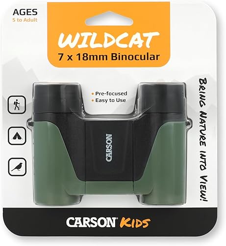 Vista 9 de Carson Wild Cat Series - Prismáticos sin enfoque de 0.276 x 0.709 in para niños, binoculares educativos para niños a partir de 5 años, regalo al