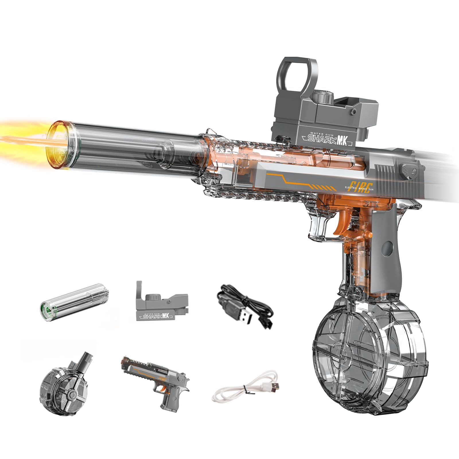 StimuVariety Pistola Elettrica ad Acqua per Adulti Bambini, Acqua Automatiche Spara Acqua con Luce a LED, Piscina Spiaggia Giocattoli per Feste all'Aperto Ragazzi Ragazze, Nero