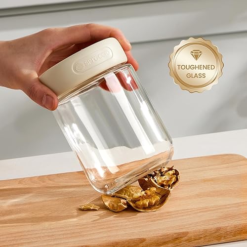 Miniatura 5 de Paquete de 6 tarros de vidrio de 16 onzas con tapas, tarros de almacenamiento de vidrio, recipientes de yogur con tapas para ensalada de pudín de