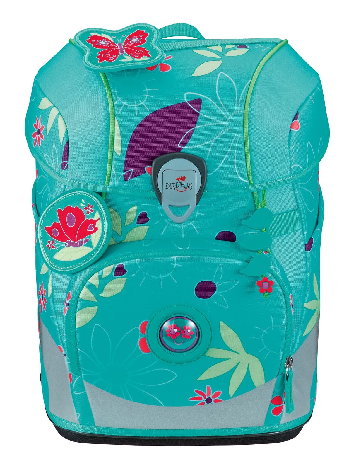 DerDieDas Schulranzen ErgoFlex Tiny Set 6-teilig Butterfly Garden türkis