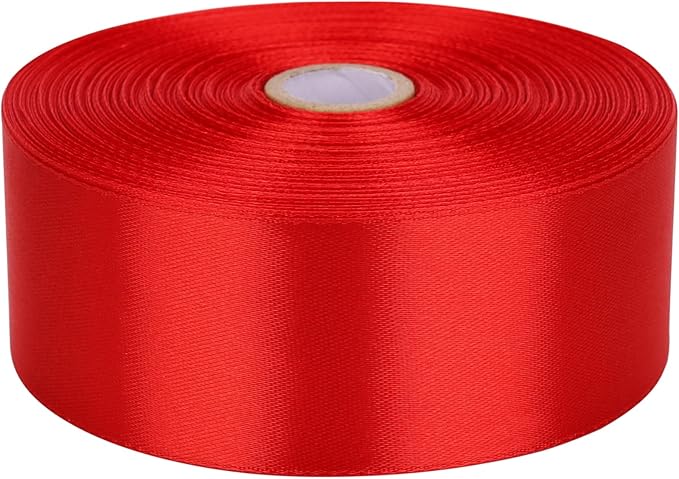 Amazon.com: Baocuan 1-1/2 inch Red Satin Ribbon 50 Yards Solid Fabric ...