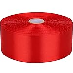 Baocuan 1-1/2 inch Red Satin Ribbon 50 Yards Solid Fabric Ribbons Roll for Wedding Invitations, Bridal Bouquets, Sewing, Party Decorations, Gift Wrapping and More