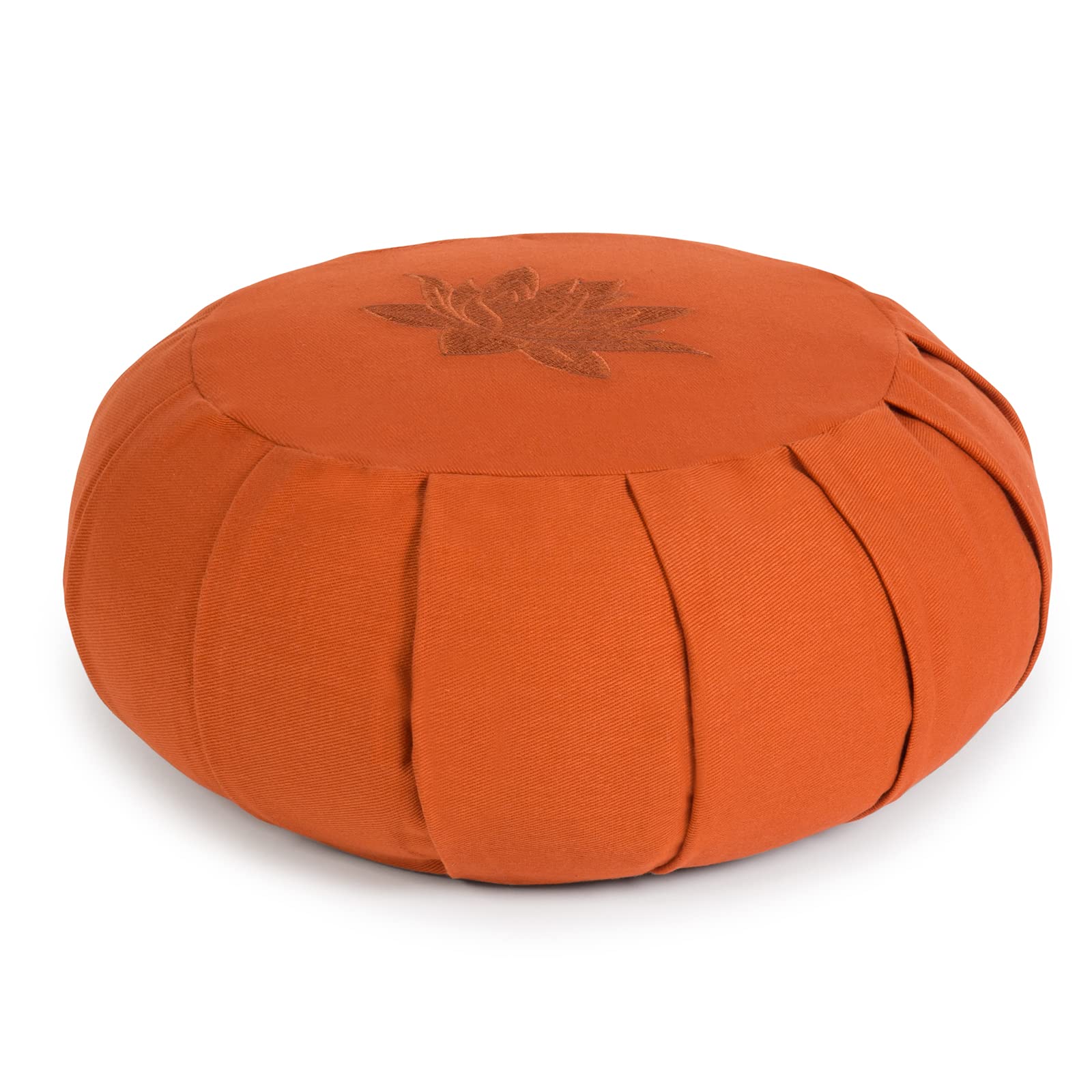 Cuscino da meditazione Zafu, per yoga, a pieghe, rotondo, riempito con grano saraceno, con disegno fiore di loto