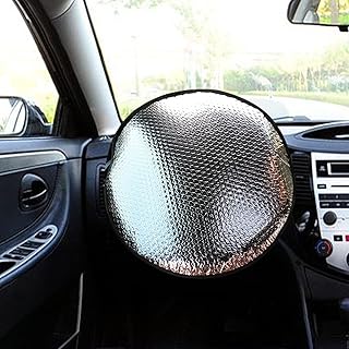 Ajxn Pack-1 Steering Wheel Sun Shade Cover, Vehicle Steering Wheel Sunblock Cover, Universal Reflective Steering Wheel Shield, Steering Wheel Sun Heat Shield for SUV Truck Van (Silver)