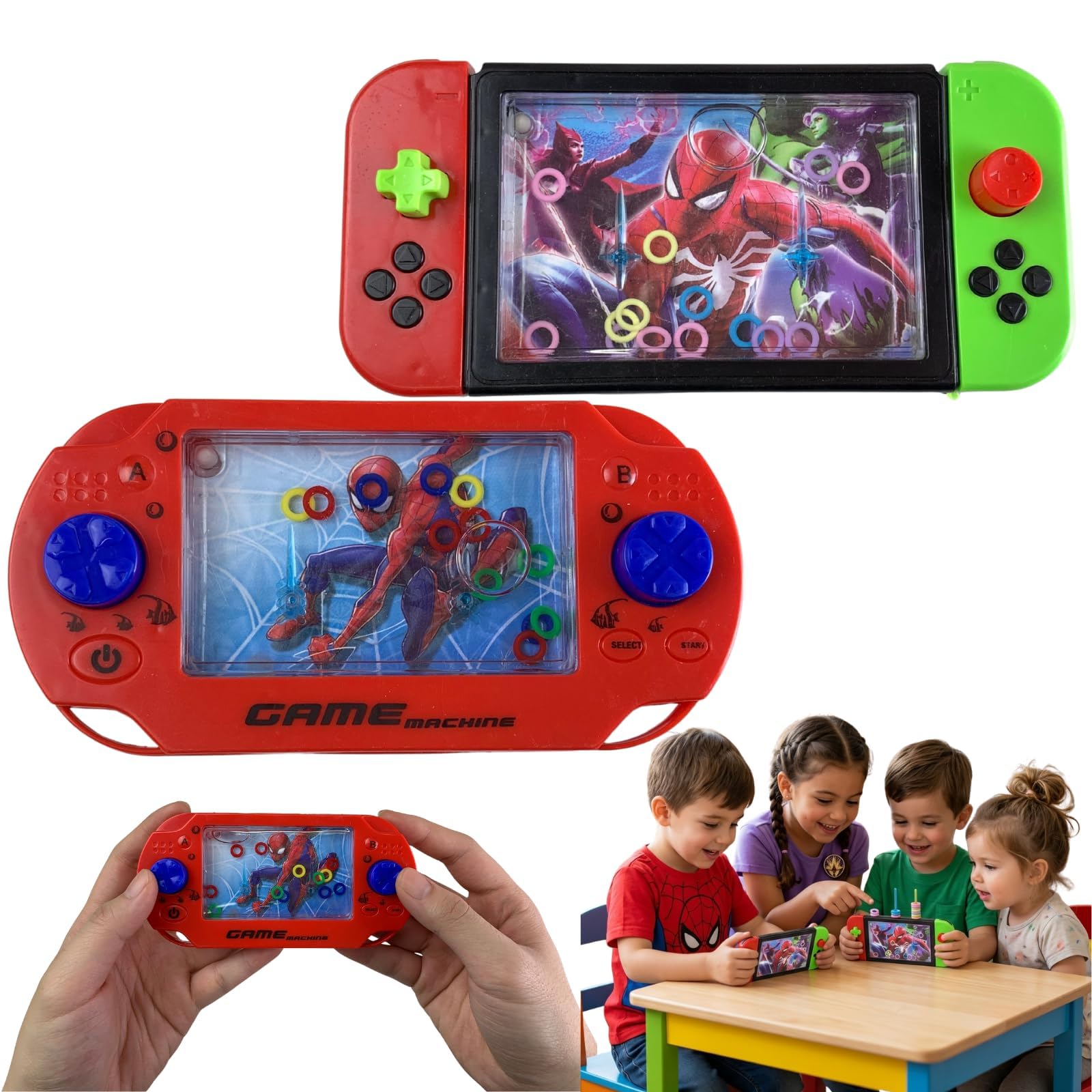 Marvel Avengers & Spiderman Water Ring Game 2 Pack for Kids 3+, Licensed Handheld Travel Toys, Retro Interactive Sensory Games, Party Bag Filler Gifts โ image 1