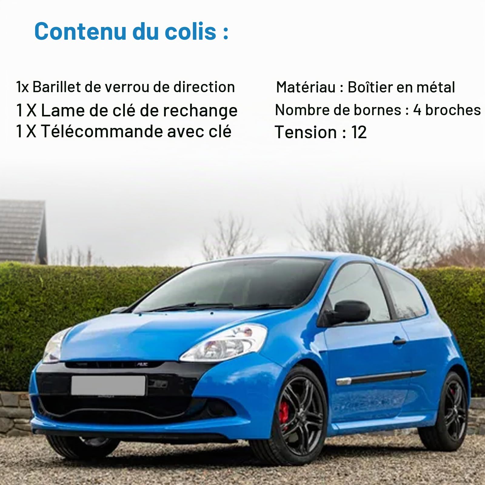 Serrure d'allumage 4 pôles de remplacement pour Clio 3 Kangoo 3 Master 3 Movano B 8200214168 806010030R 7701208408 487004438R