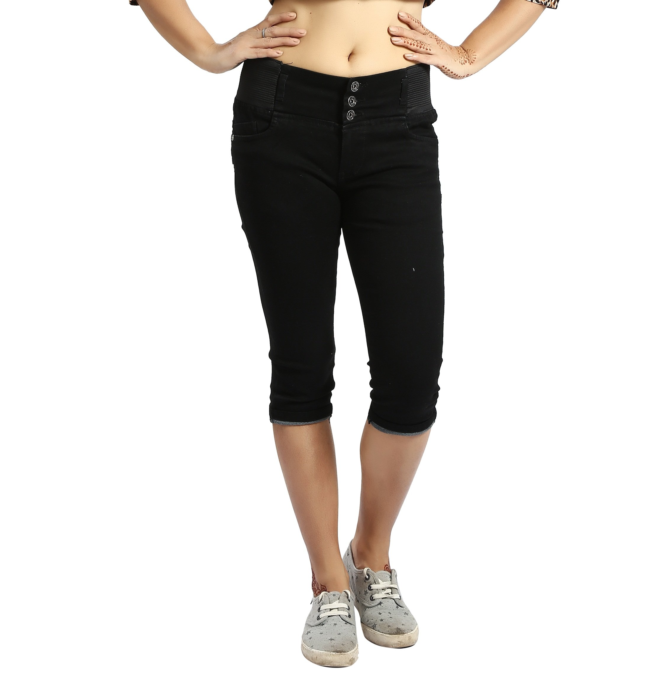 fck-3 Women's Designer Waist Stretchable Denim Capri-picture-23
