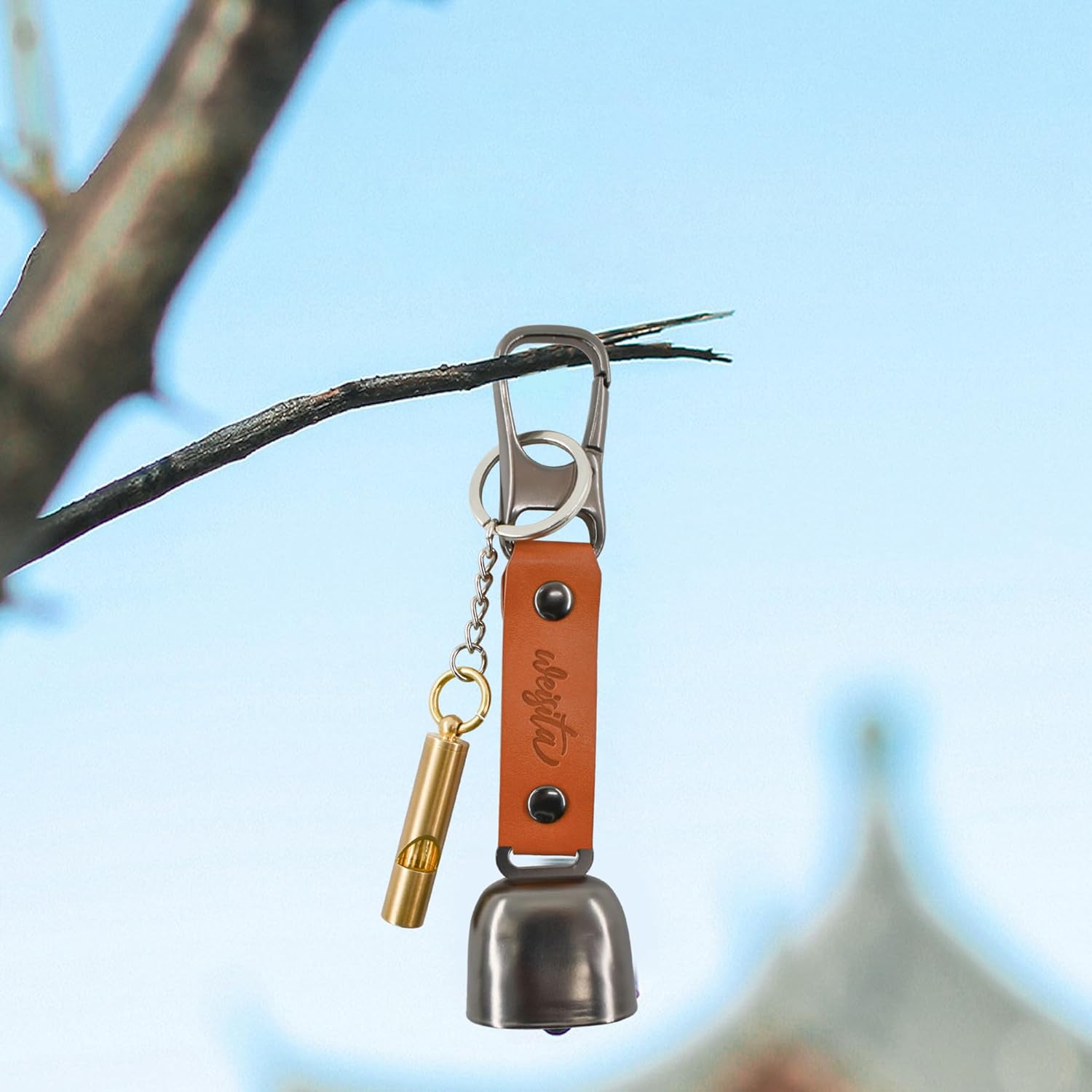 MrMrKura Bear Bells with Emergency Whistles for Bear Deterrent, Loud Bells Bear Deterrent Devices with Magnetic Silencer to Scare Bear Outdoor Bear Proof Bear Bell for Hiking Camping Climbing