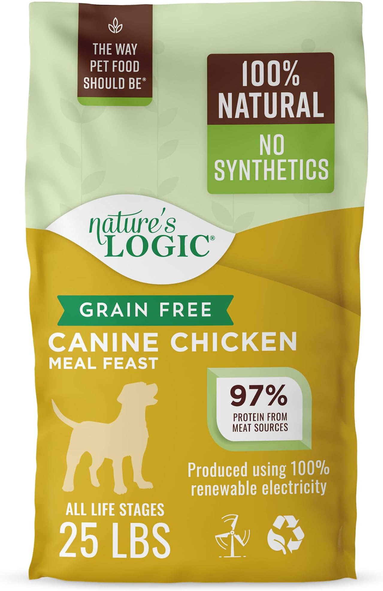 Grain-Free Dry Dog Food - All-Natural, High Protein, No Synthetic Vitamins/Minerals - Gluten Free - Supports Healthy Digestion - All Breeds & Ages - Chicken Meal Feast, 25lbs