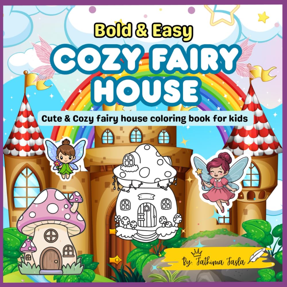 Bold & Easy Cozy fairy house: Cute & Cozy fairy house coloring book for kids