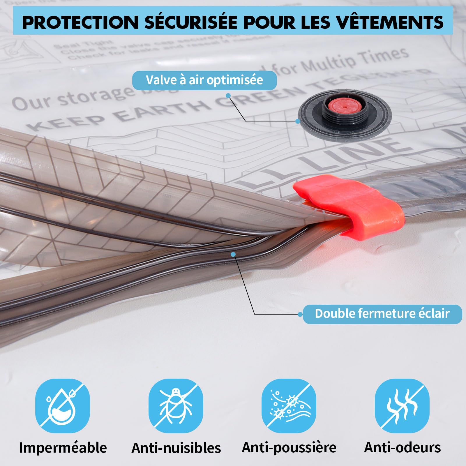 Sac Sous Vide Vetement Aspirateur avec Pompe à Vide Sans Fil, 16+2 Pièces sac sous vide Réutilisables (6x50*40cm, 6x60*40cm, 4x60*50cm, 2x30*40cm) pour Bagages et Rangement Armoire