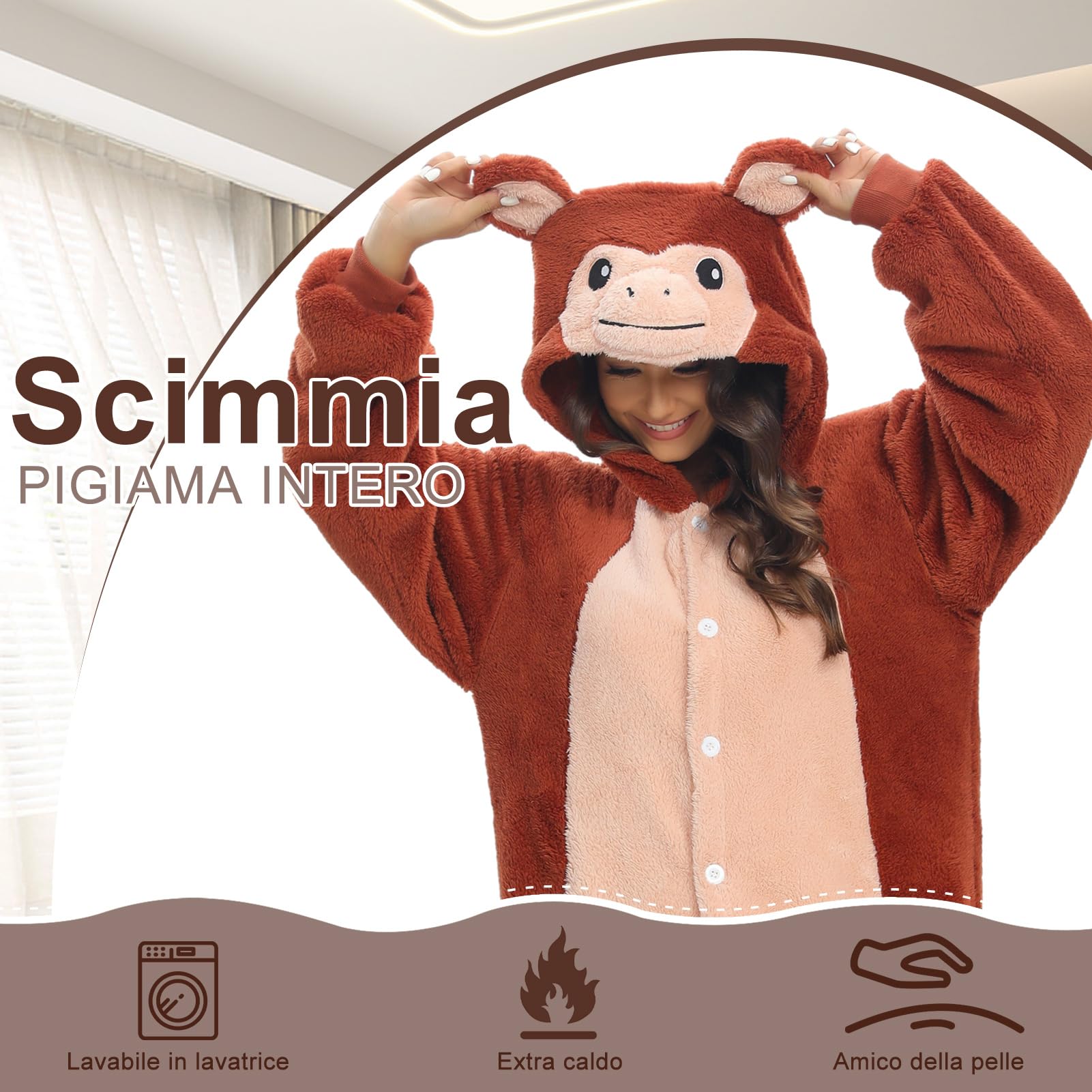 Luojida Pigiama Intero Adulto Cosplay Animale Onesies Morbido e Caldo Pigiama Invernale Pile con Cappuccio e Tasche Tuta Intera in Peluche Ideale Regalo per Costume Carnevale Halloween Natale