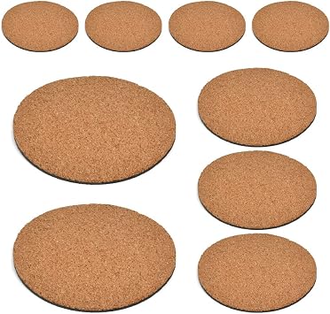 BUYGOO 10Pcs Cork Plant Mat Round Cork Plant Coasters 4/6/8 Inch DIY Corks Pad Plants Plate Pad for Gardening, Indoor and Outdoor Pots, DIY Craft Project