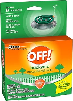 OFF! Mosquito Coil Refills for Patio Deck and Backyard Outdoor Areas Repel Mosquitoes 6 Count (Pack of 1)