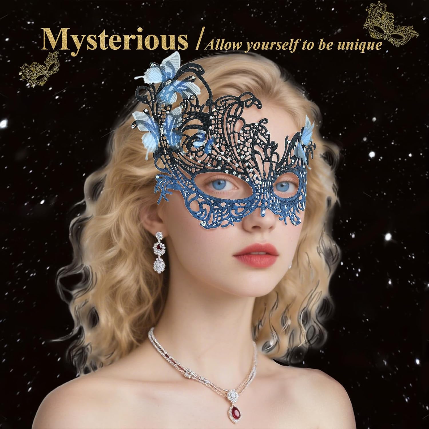 Masquerade Mask for Women, Fit Well Mardi Gras Mask with Adjustable Strap for Masquerade Costume Party - Image 2